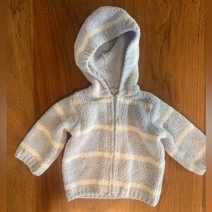Angel Dear Baby Sherpa Hoodie 6–12M Blue Cream Stripe Zip Teddy Fleece Jacket